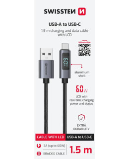SWISSTEN LCD USB-USB-C 1,5 M KAAPELI Main Image