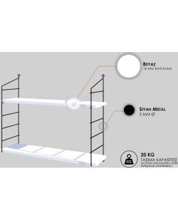 CHC AIRI SEINÄHYLLY 72CM 2-TASO VALK/MUS Main Image