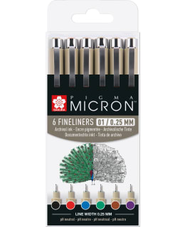 Sakura Pigma Micron Fineliner Basic 01 6-setti kuitukärkikynä Main Image
