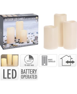 H&S LED CANDLE SET 3PCS IP44 IVORY Main Image
