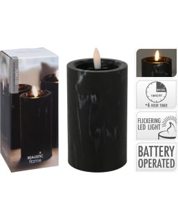 H&S 75X125MM MUSTA MARMORI LED KYNTTILÄ Main Image