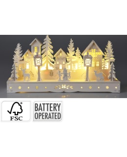H&S 30CM WOODEN HOUSE SCENE W LEDLIGHTS Main Image