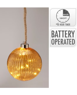 H&S 12CM BRO GLASSBALL WITH LED LIGHTS Main Image