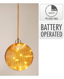H&S 14CM BRO GLASSBALL WITH LED LIGHTS Main Image