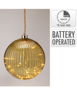 H&S 20CM GREEN GLASSBALL WITH LED LIGHTS Main Image