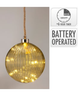 H&S 14CM GREEN GLASSBALL WITH LED LIGHTS Main Image