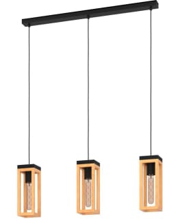 PENDANT LAMP 3 PART NAFFERTON WOOD/BLACK Main Image
