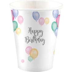 Happy Birthday balloons cardboard mug 8 pcs/box