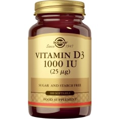 Solgar D3-vitamiini 25 µg ravintolisä