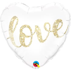 Love heart gold glitter foil ball