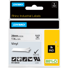 DYMO Rhino Industrial Tape 24mm x 5.5m black on white vinyylitarra