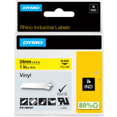 DYMO Rhino Industrial Tape 24mm x 5.5m black on yellow vinyylitarra