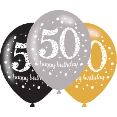 50 Happy Birthday 6 kpl ilmapallo
