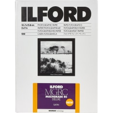 Ilford Multigrade RC Deluxe Satin 12.7x17.8cm 25 mustavalkopaperi