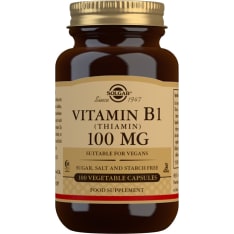 Solgar® B1-vitamiini 100 mg 100 kaps. ravintolisä
