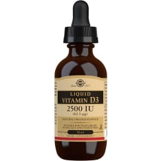 Solgar nestemäinen D3-vitamiini 62,5 µg 59 ml ravintolisä