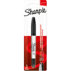 Sharpie Twin Tip Permanent Marker | Fine & Ultra-Fine Points | Black | 1 Count