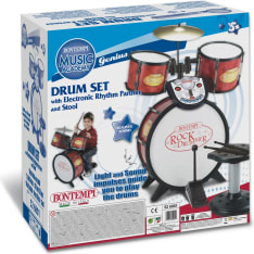 Bontempi Drum Set 4-osainen rumpusarja elektronisella rytmiopettajalla ja tuolilla