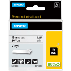 DYMO Rhino Industrial 19 mm musta valkoisella vinyylitarra