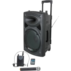 Ibiza Sound PORT15 portable battery powered 800W speaker + two wireless mics