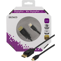 Deltaco DP-1121-K musta 2 m DisplayPort - MiniDP näyttökaapeli