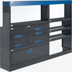 E-Flex 230x155cm hyllykkö ja laatikosto vetolaatikoilla