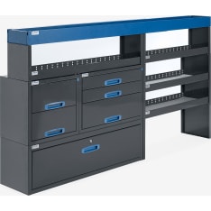 E-Flex 230x123cm hyllykkö ja laatikosto vetolaatikoilla