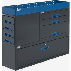 E-Flex 127x96cm päädystä aukeava hyllykkö ja laatikosto