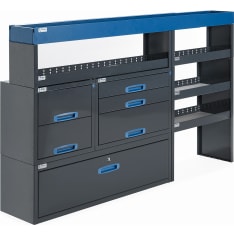 E-Flex 205x123cm hyllykkö ja laatikosto vetolaatikoilla