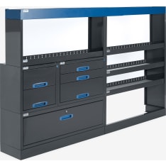 E-Flex 254x155cm hyllykkö ja laatikosto vetolaatikoilla