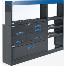 E-Flex 205x155cm hyllykkö ja laatikosto vetolaatikoilla