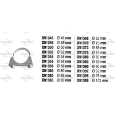 Fenno X91383 M8 83 mm stainless exhaust clamp