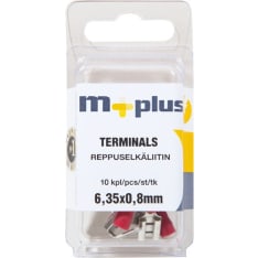 M+ punainen 6,35x0,8mm 10kpl reppuselkäliitin