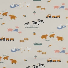 Farm animals 148 cm cotton poplin fabric