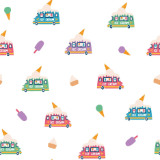 Ice cream van 145 cm cotton poplin fabric