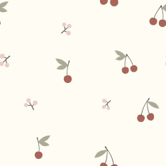 Cherries 150 cm ribbed stretch terry fabric
