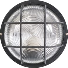 Wall light, E27 max 40W, black, round, with grid