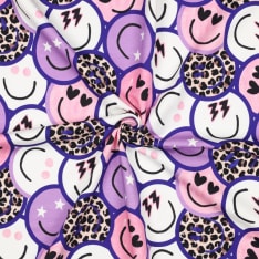 Happy faces 148 cm stretch sweatshirt fabric