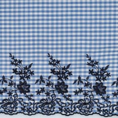 Checks 133 cm embroidered cotton fabric
