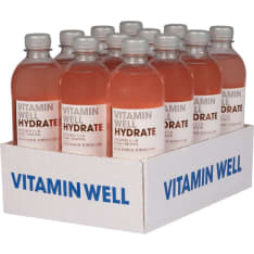 Vitamin Well Hydrate Mansikka-Raparperi 0,5l 12-pack hiilihapoton juoma