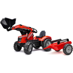 FALK Massey Ferguson polkutraktori kauhakuormaajalla ja peräkärryllä