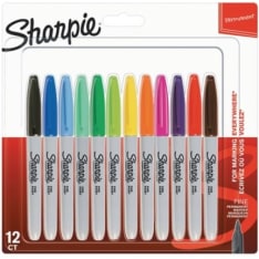 Sharpie Permanent Markers | Fine Point | Assorted Colours | 12 Count