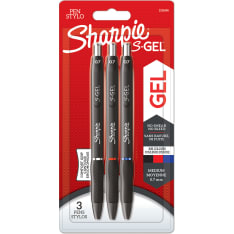 Sharpie S-Gel | Gel Pens | Medium Point (0.7mm) | Black, Red & Blue Ink | 3 Count