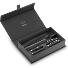 Parker Duo Set IM Black C.T. Ballpoint and Fountain Pen M Blue ink incl. Pen pouch