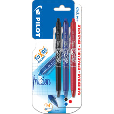 Pilot 3 pcs black/blue/red frixion clicker pen