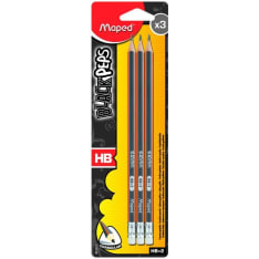 Maped Black Peps 3 pcs HB pencil with rubber