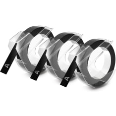 DYMO Authentic Embossing Label Tape | 9 mm x 3 m rolls | White Print on Black | Self-Adhesive | for Embossing Label Makers | ...