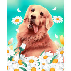 Figure'd Art  Golden Retriever ristipistotyö