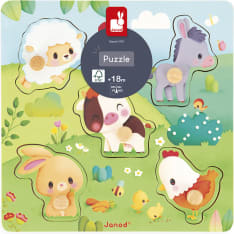 Janod Tactile Knob Puzzle Farm