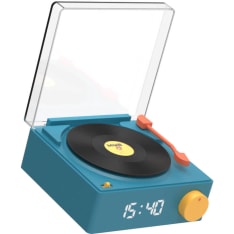 MOB sininen Retro Vinyyli kaiutin/herätyskello